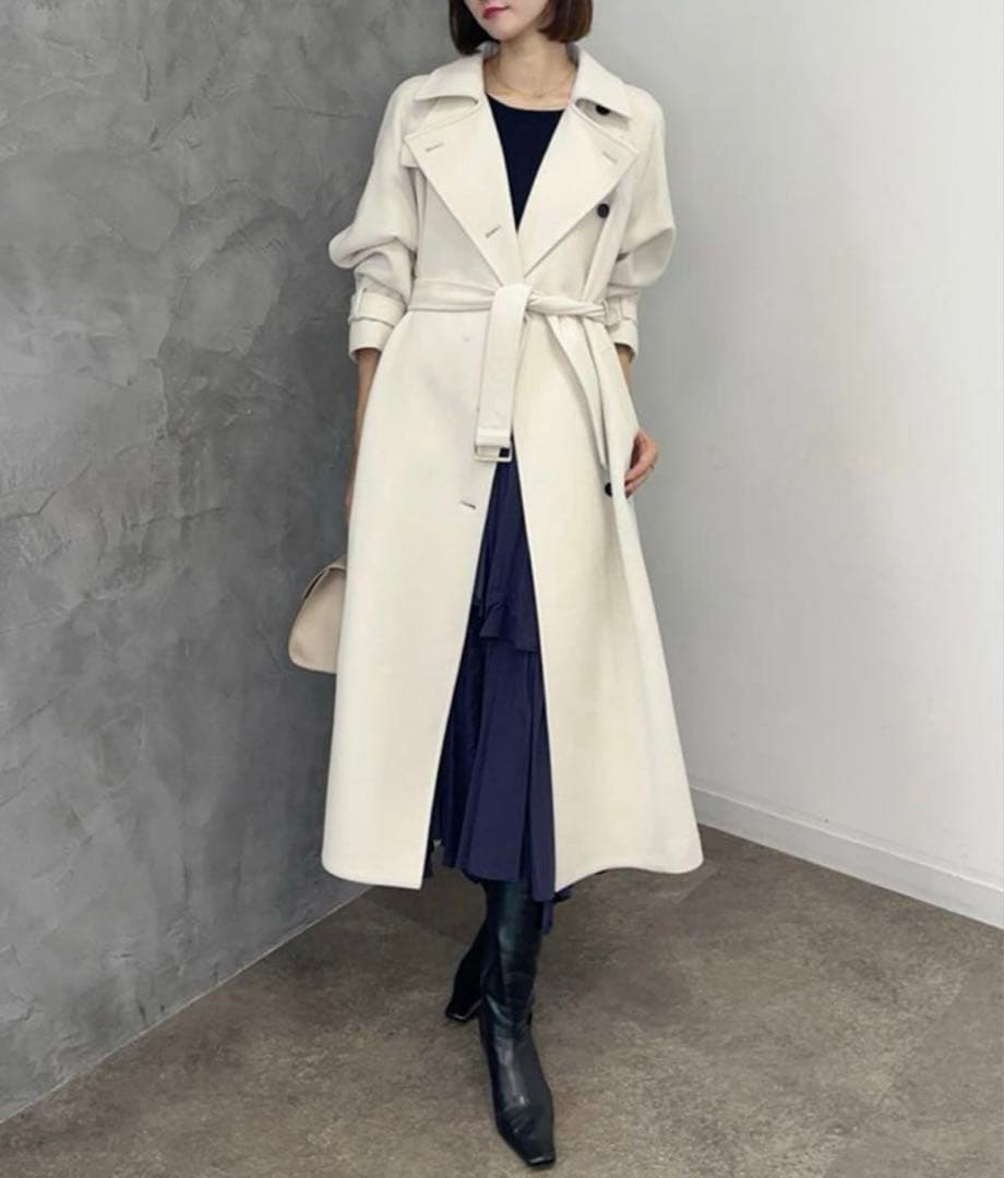 タグ付き新品 anuans コート ロングコート アイボリー ウール