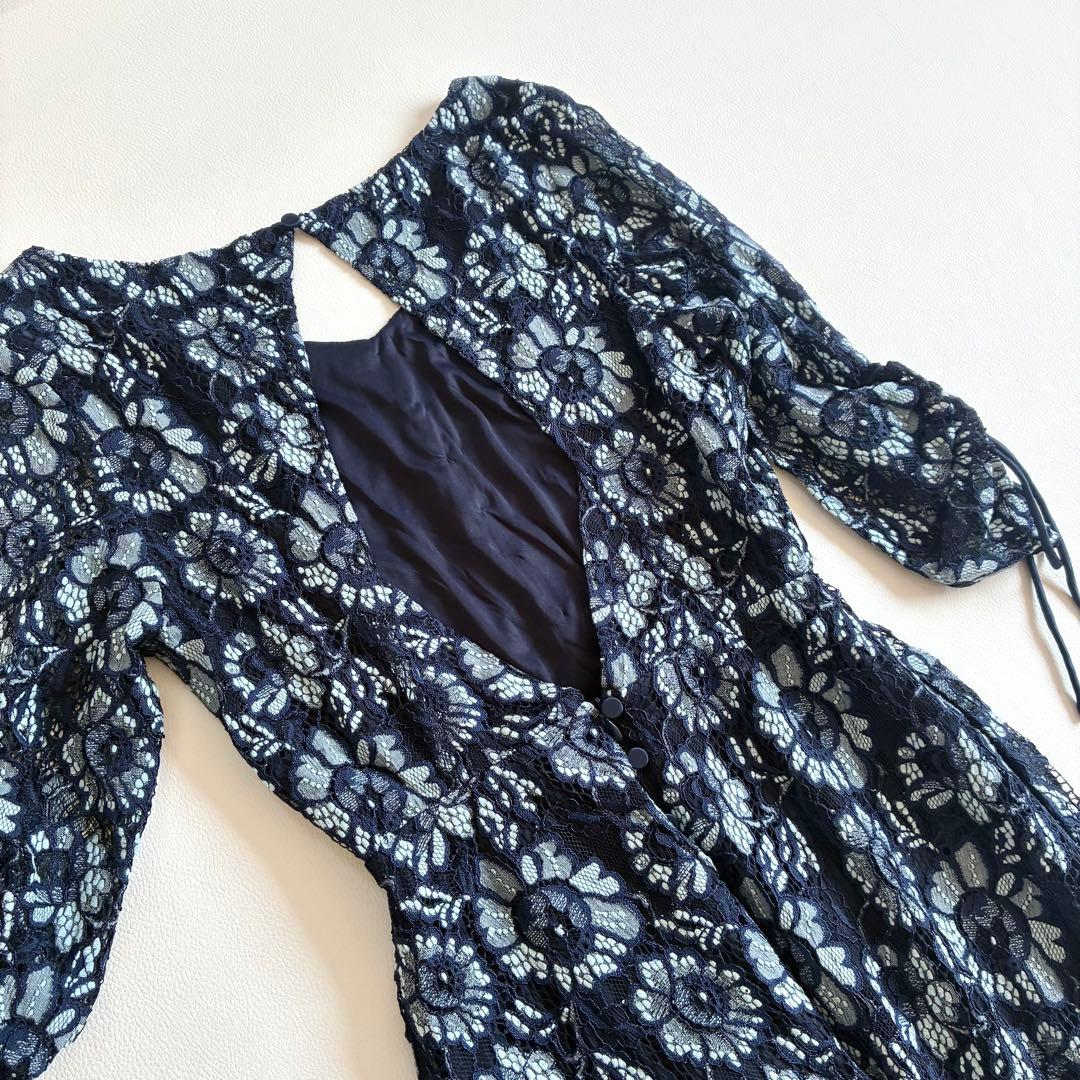 ◆美品◆2.1万◆カスタネ◆オケージョンドレス◆総レース◆ネイビー◆0