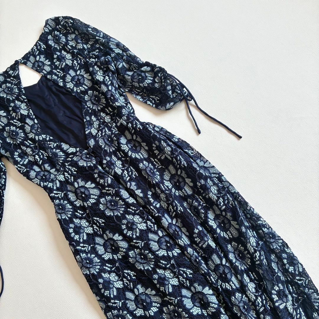 ◆美品◆2.1万◆カスタネ◆オケージョンドレス◆総レース◆ネイビー◆0