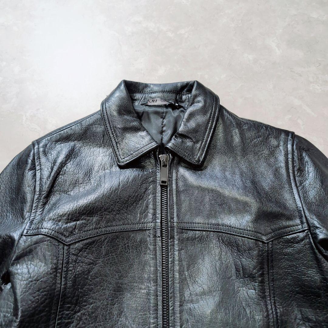 【極美品】ZARA　本革　レザージャケット　ミリタリー　A2 A-2 L相当　黒