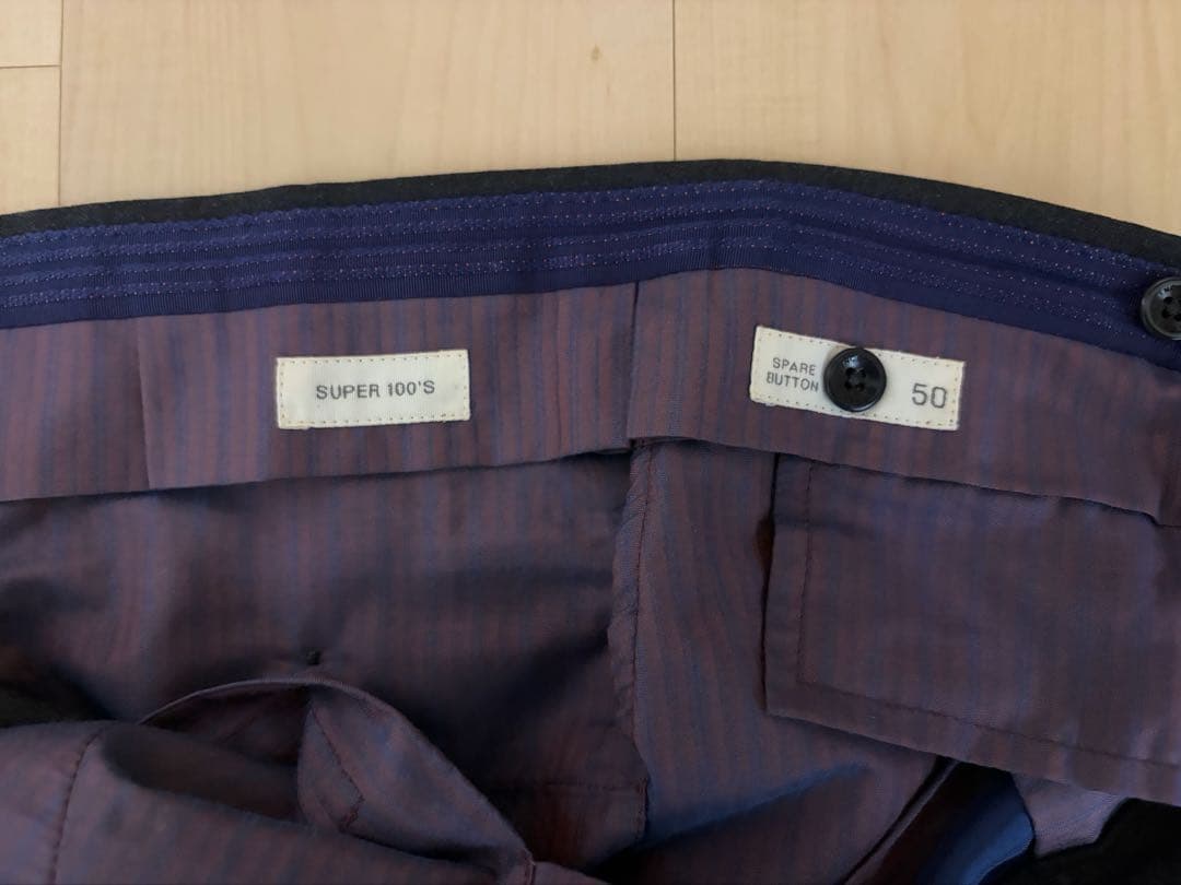 INCOTEXチャコールグレーフランネルスラックス50