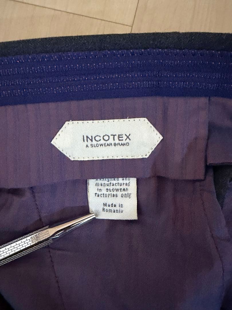 INCOTEXチャコールグレーフランネルスラックス50