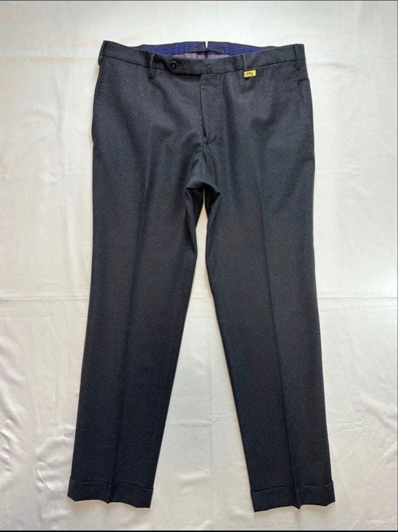 INCOTEXチャコールグレーフランネルスラックス50