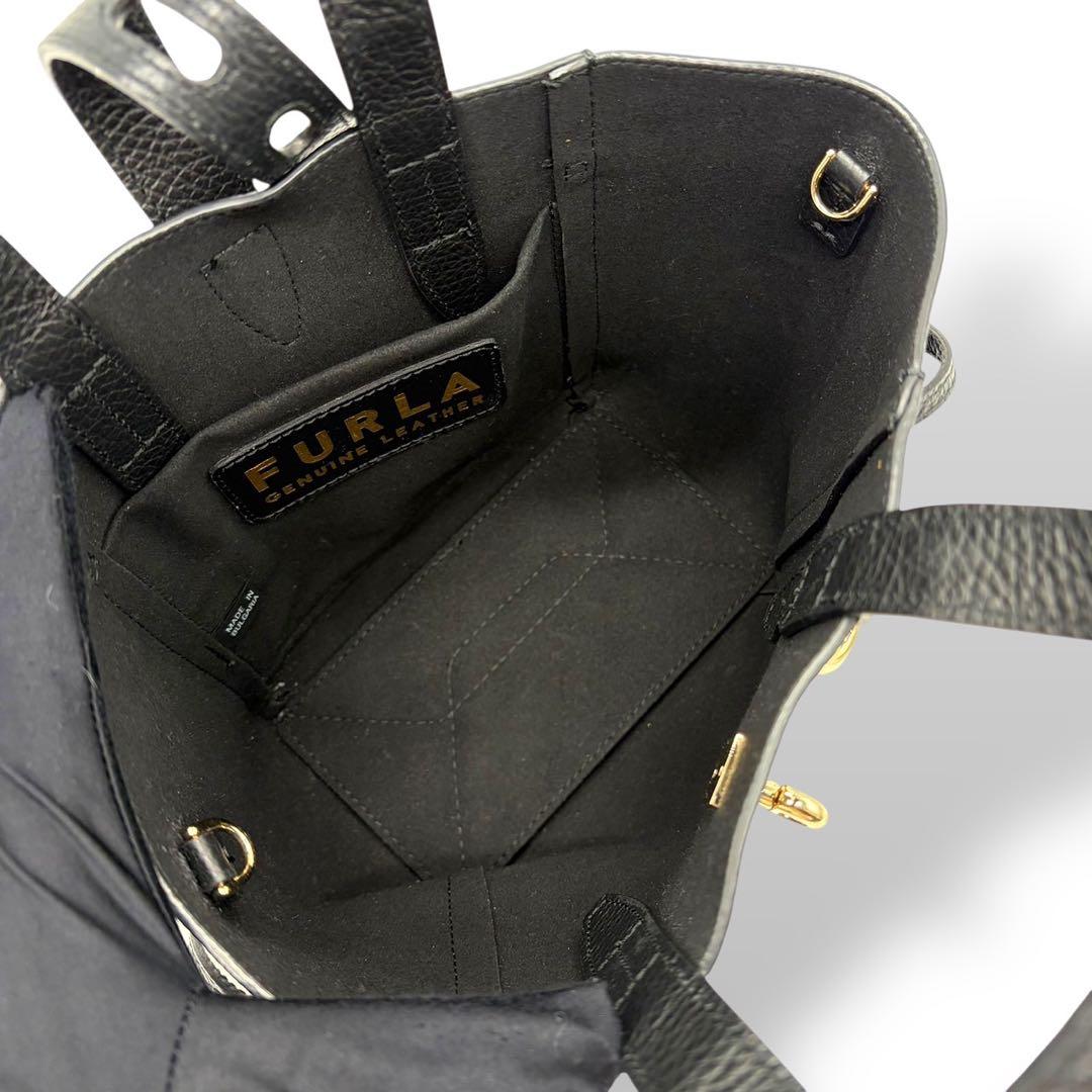 未使用級 フルラ 現行 ネット 2way ハンドバッグ ショルダーバッグ 黒