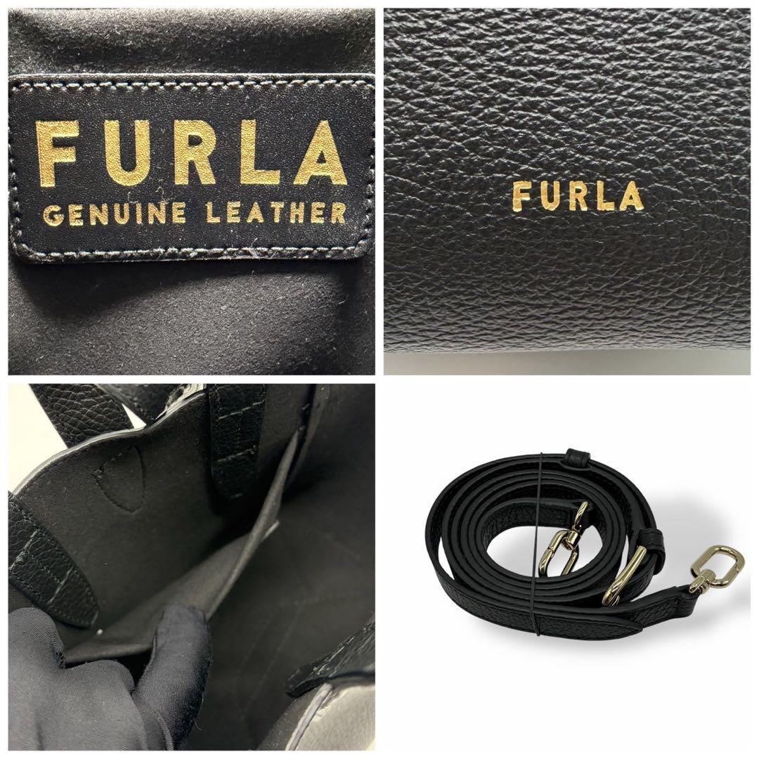 未使用級 フルラ 現行 ネット 2way ハンドバッグ ショルダーバッグ 黒