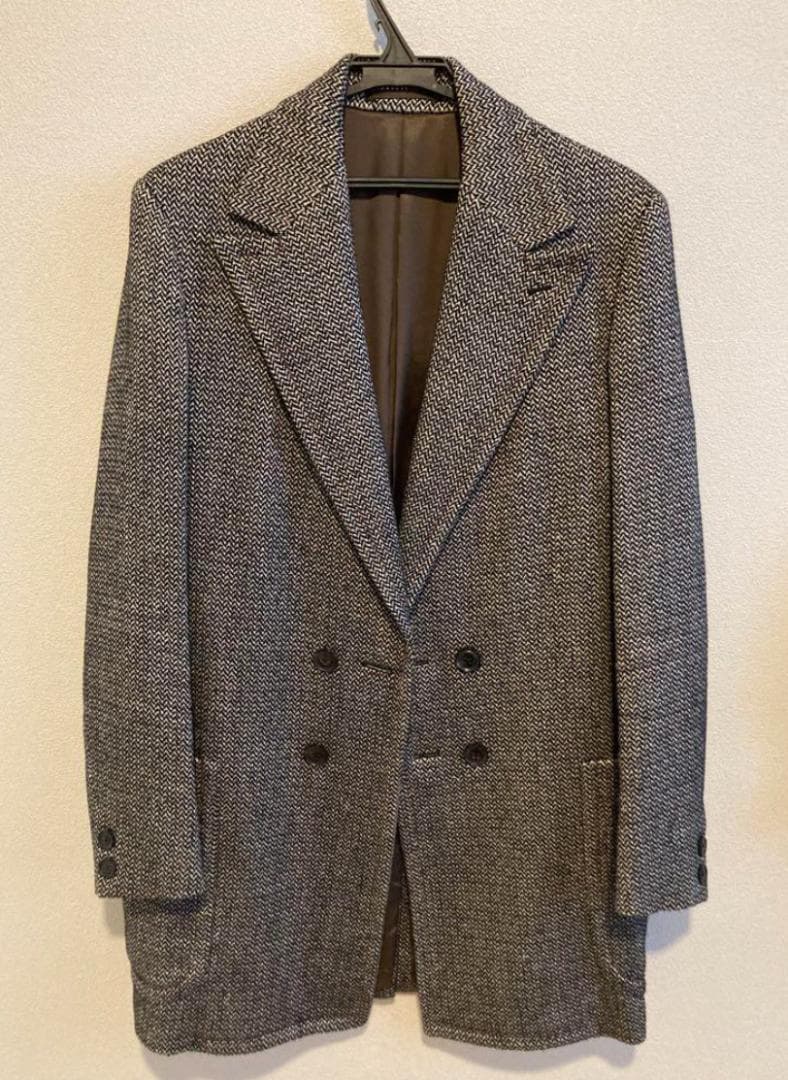 即日配送 名作！ kolor コート ダブル ヘリンボーン カシミヤウール混