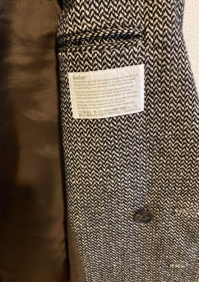 即日配送 名作！ kolor コート ダブル ヘリンボーン カシミヤウール混