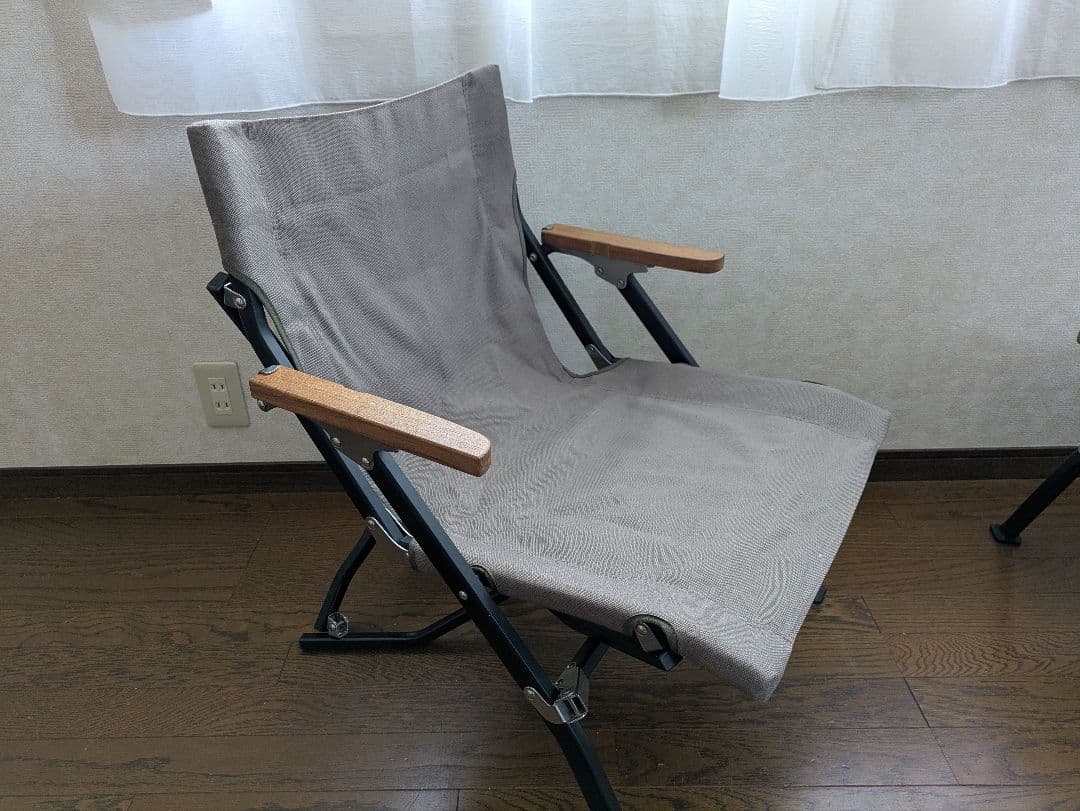 2脚セット peak ローチェア グレー ドリンクフォルダー、収納袋付