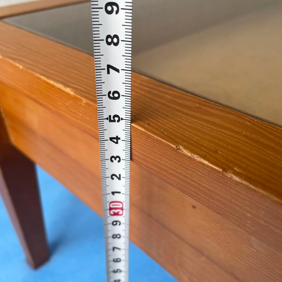 コレクションテーブル　ディスプレイテーブル ローテーブル　ガラス　天板　引出し付