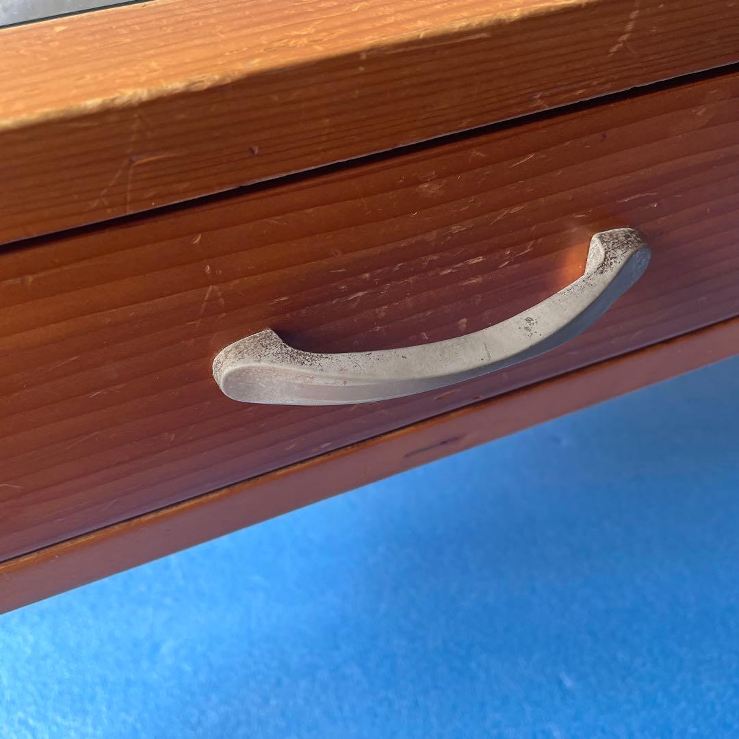 コレクションテーブル　ディスプレイテーブル ローテーブル　ガラス　天板　引出し付