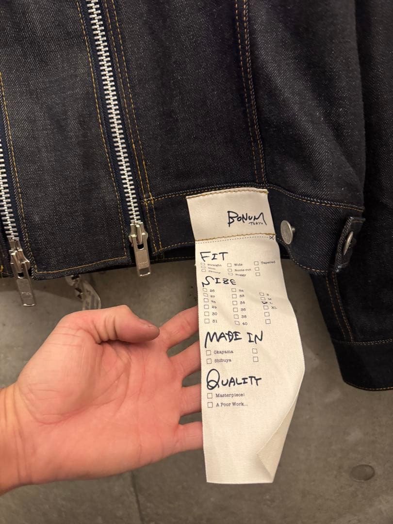 希少、Bonum Tokyo デニム 3rdライダース 、インディゴデニム