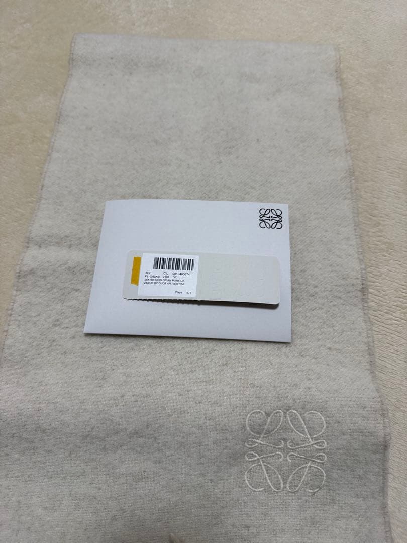 LOEWE ウールマフラー ベージュ ホワイト