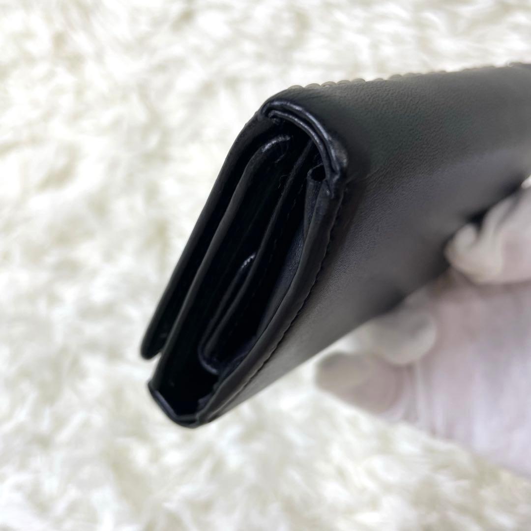 ヒステリックグラマー 三つ折り財布 ブラック スタッズ レザー ロゴ 革 黒