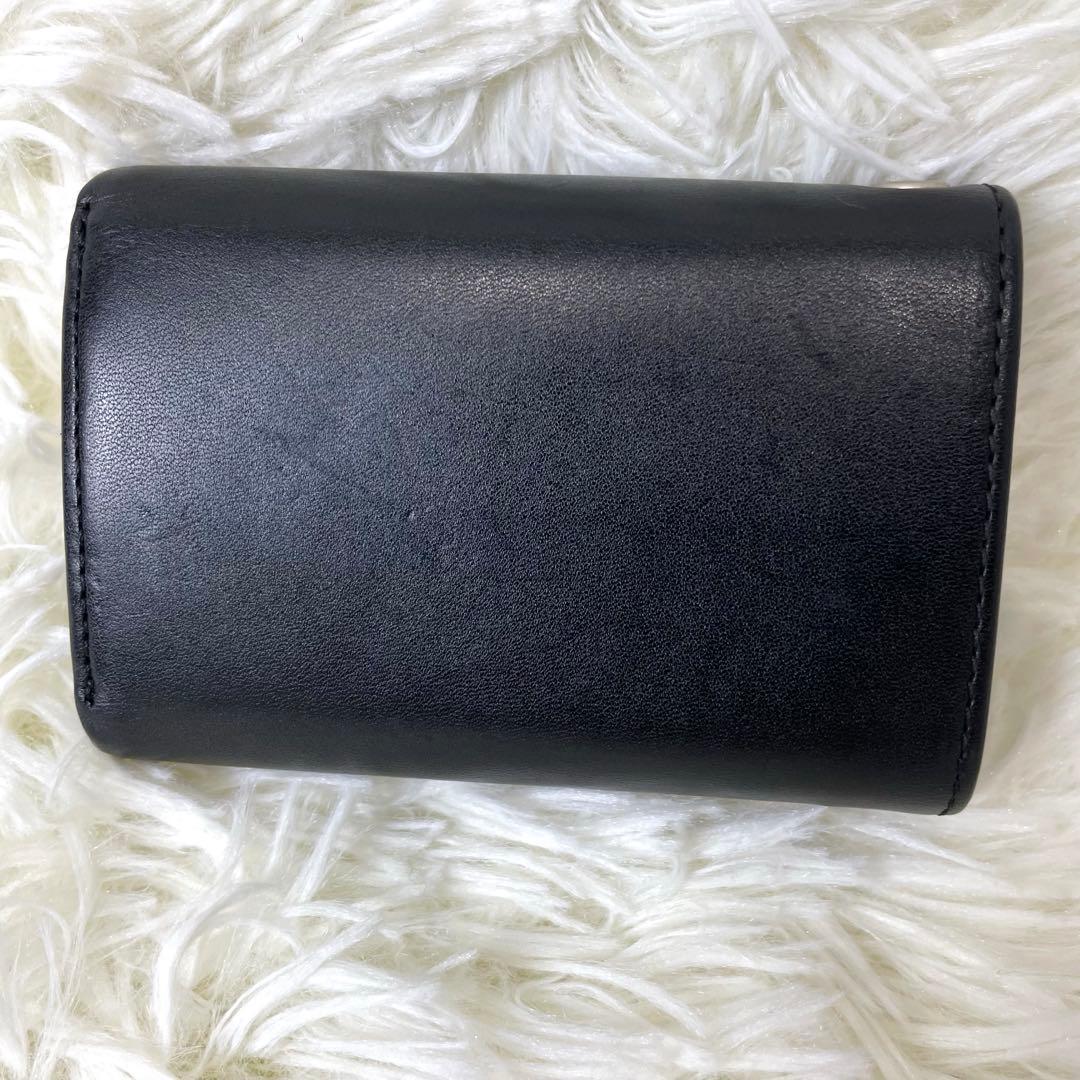 ヒステリックグラマー 三つ折り財布 ブラック スタッズ レザー ロゴ 革 黒