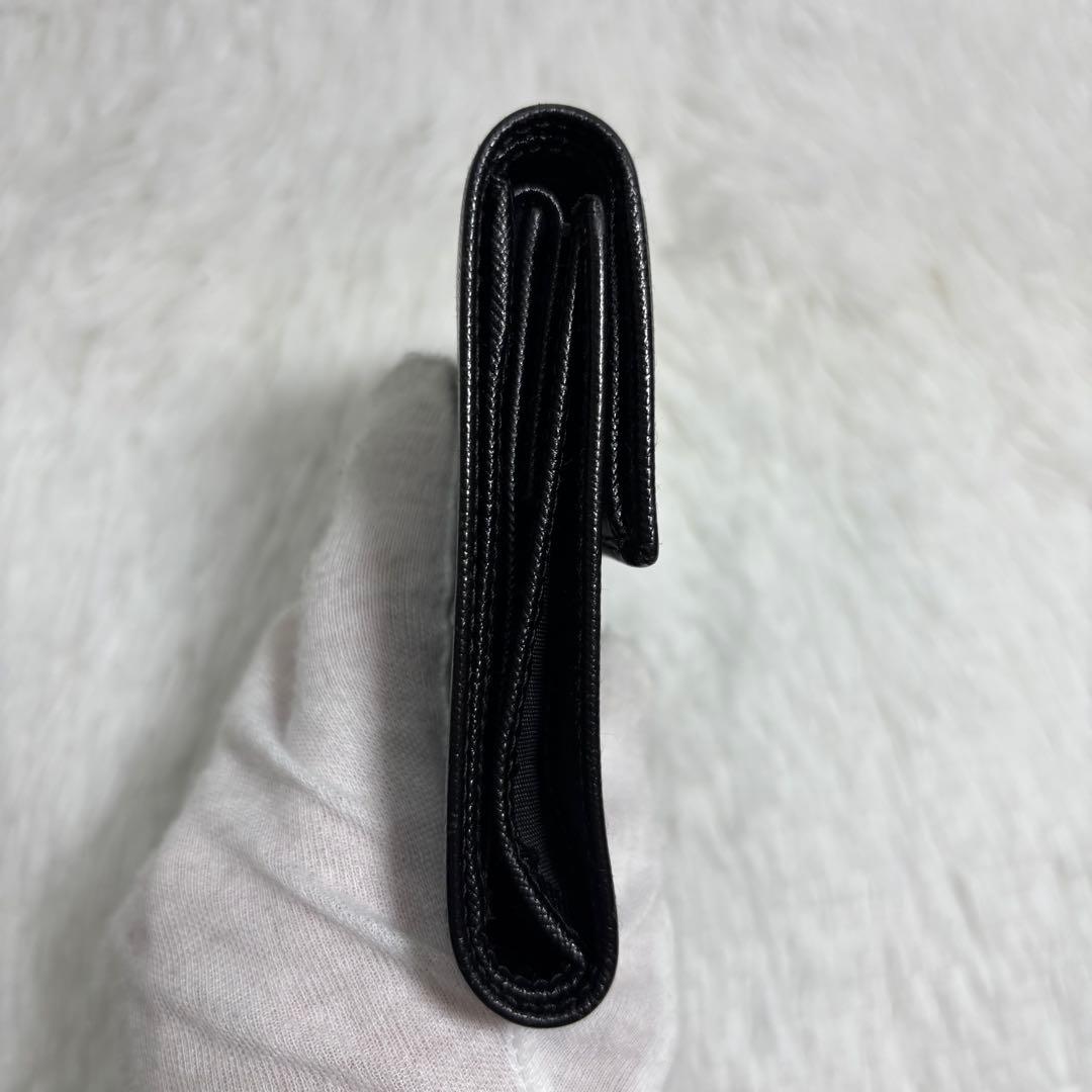 ✨美品✨ プラダ 三角ロゴ サフィアーノ 三つ折り財布 レザー プレート 黒