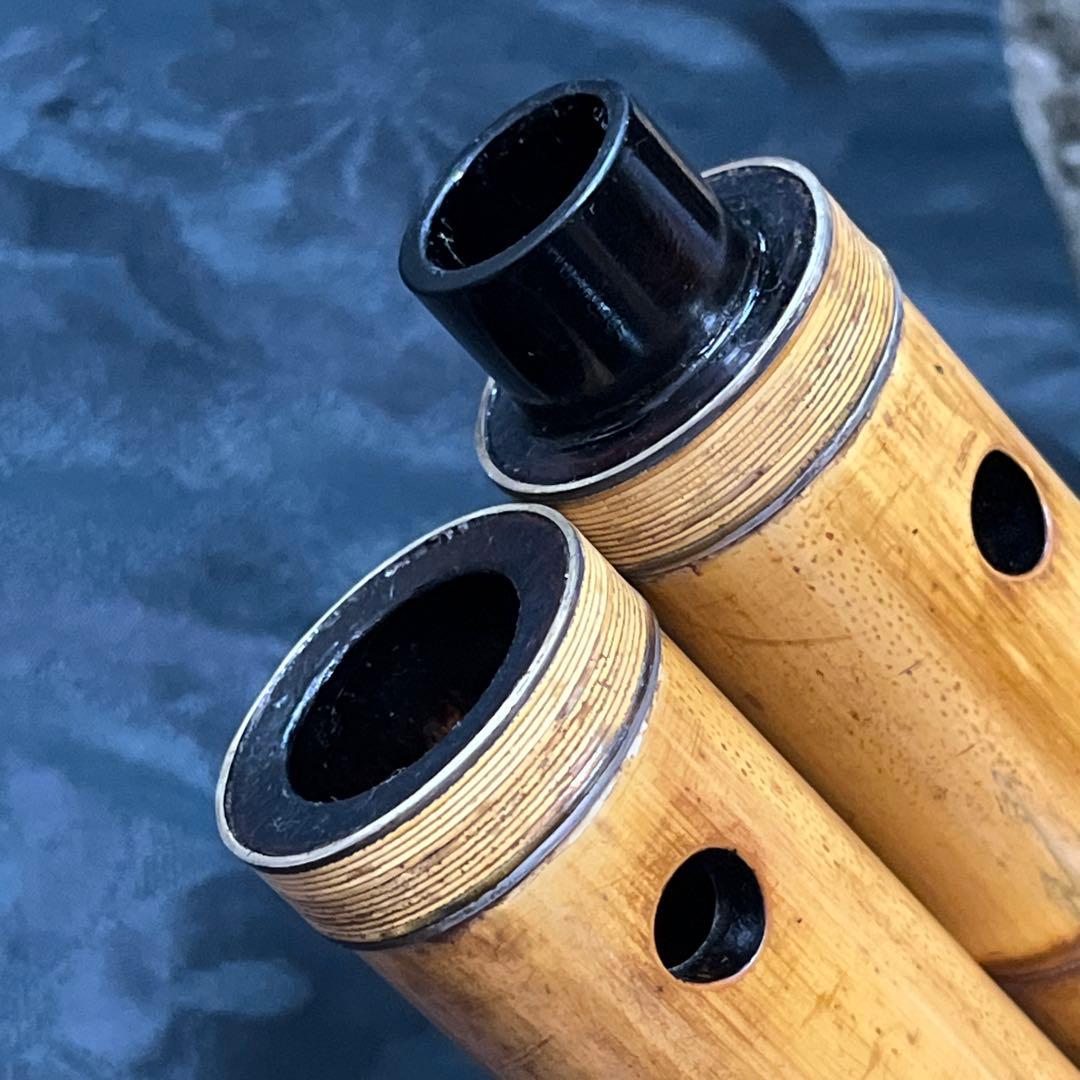 尺八 琴古流 竹治 一尺八寸管 籐巻き 銀三線 【音出し確認済み】