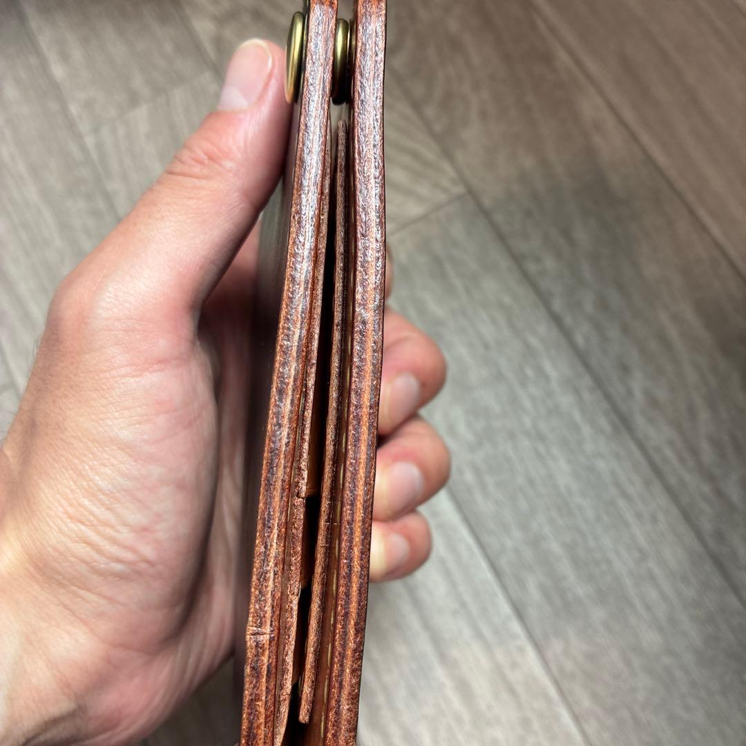 【週末セール】【茶芯】ブラック×ブラウン　ミドルトラッカーウォレット　真鍮