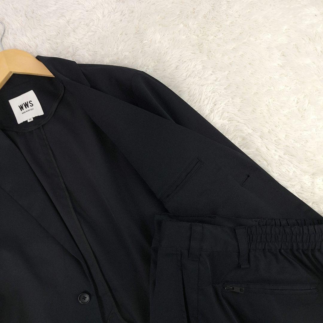 WWS ワークウェアスーツ　セットアップ　洗える　撥水　ストレッチ　ブラック　M