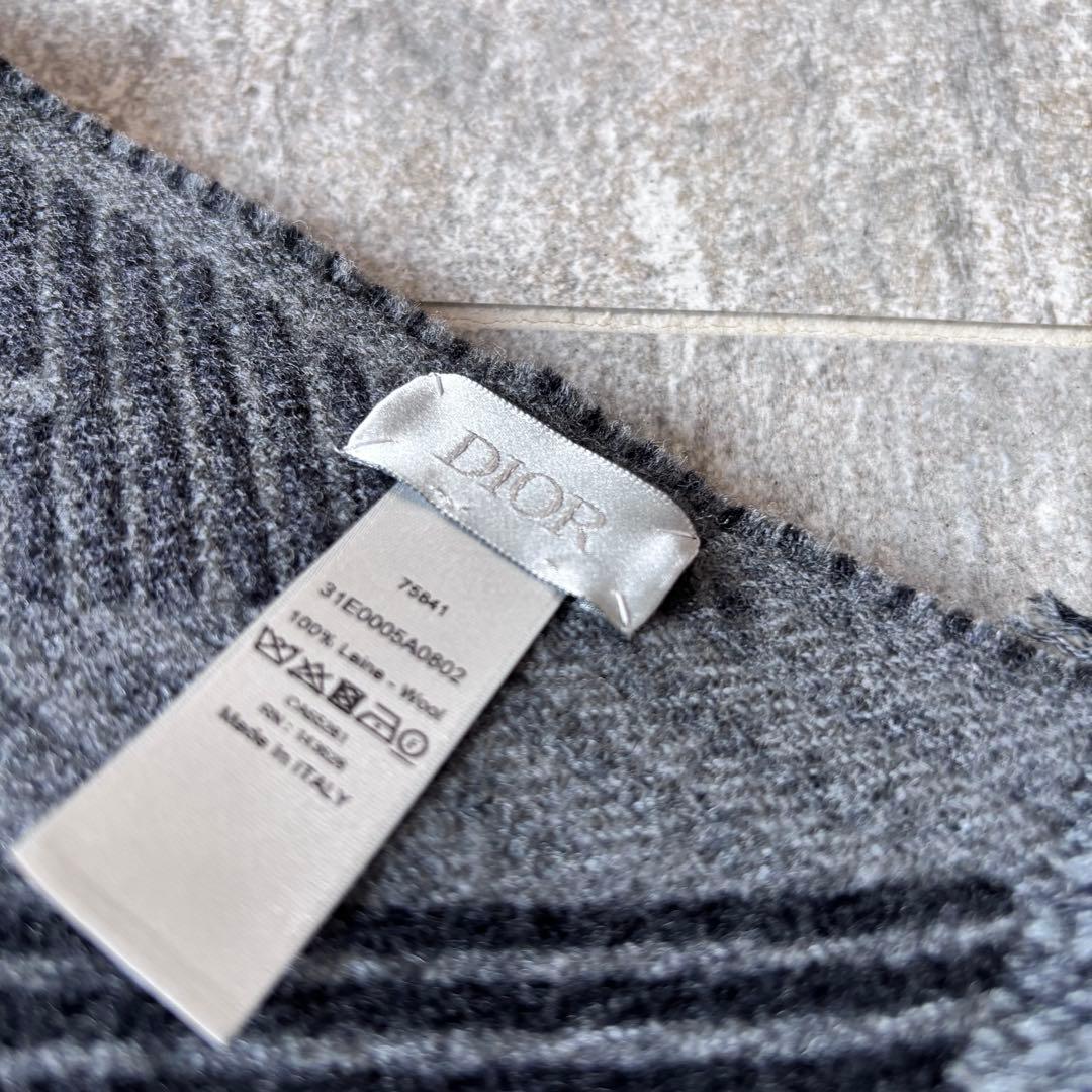 【新品未使用】Dior ウールマフラー グレー 約185×34.5