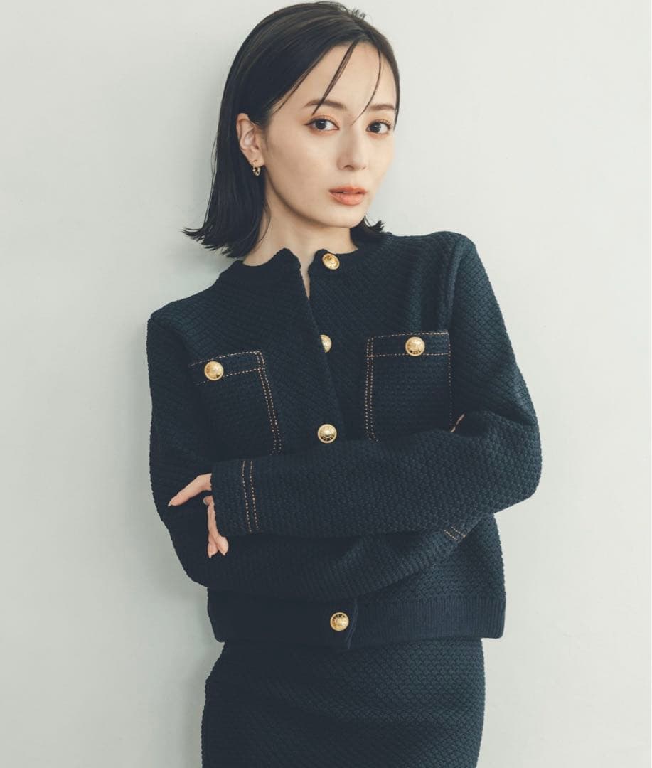 新品タグ付き⭐︎ anuans アニュアンス　ノーカラーニットジャケット