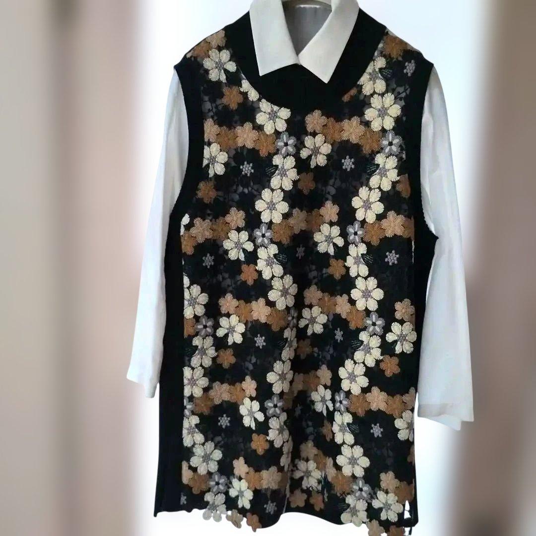 ヒロココシノ(ヒロコビス)フラワーレースロングジレ(ジレのみ出品)