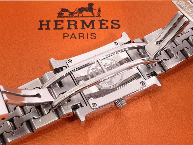 新品仕上げ済 エルメス Hウォッチ ダイヤベゼル　天然ダイヤ・宝石鑑別書つき