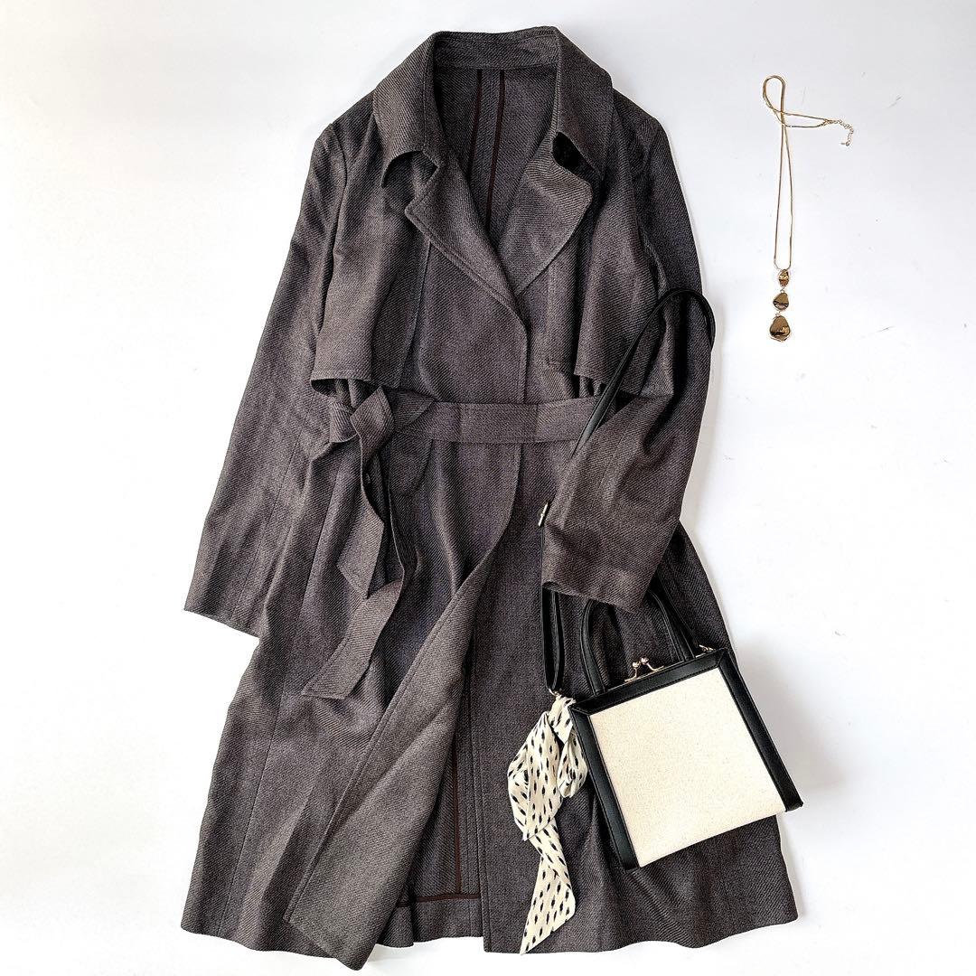 新品⁑ダーマコレクション　シルクコットンセミテーラーコート　チャコールグレー　M