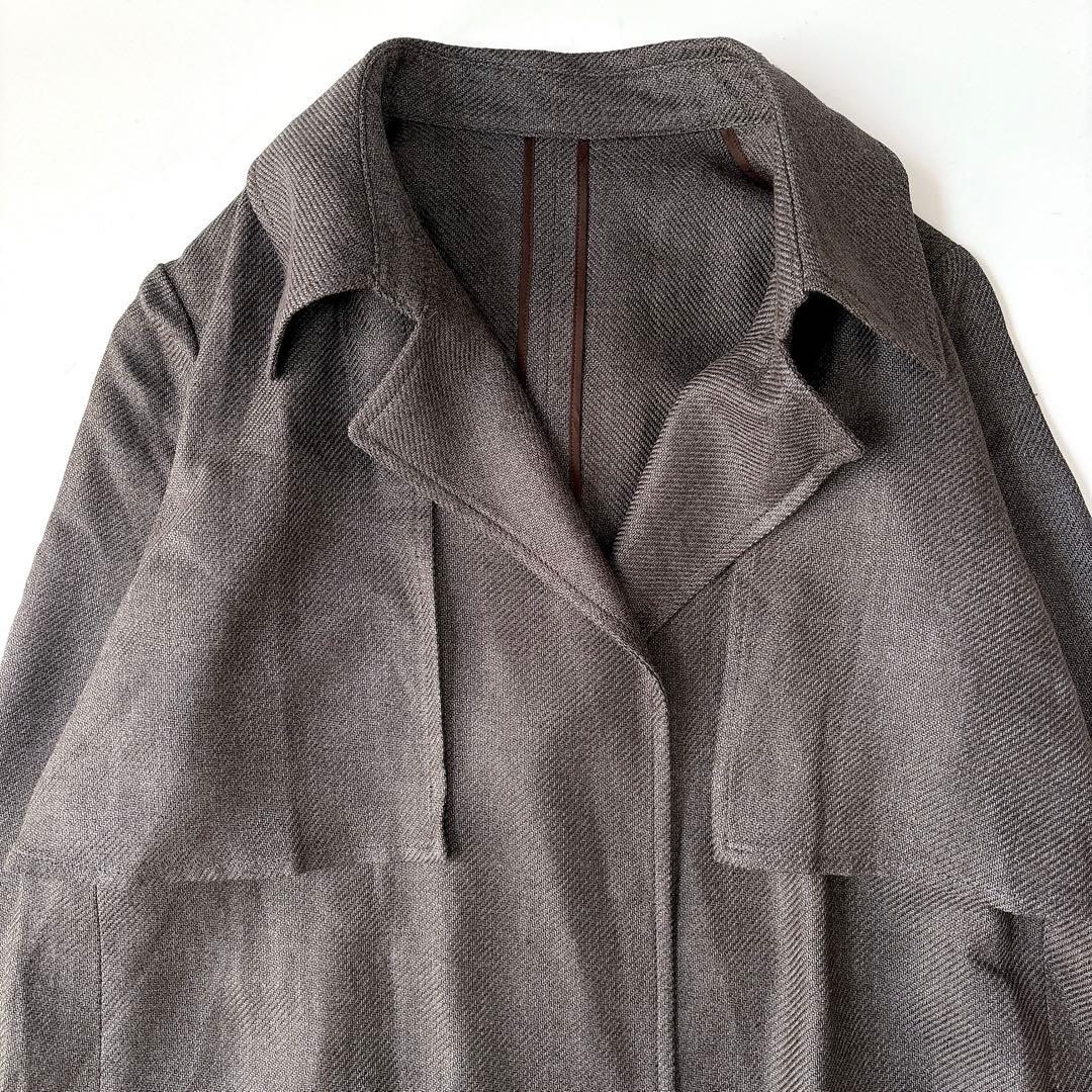 新品⁑ダーマコレクション　シルクコットンセミテーラーコート　チャコールグレー　M