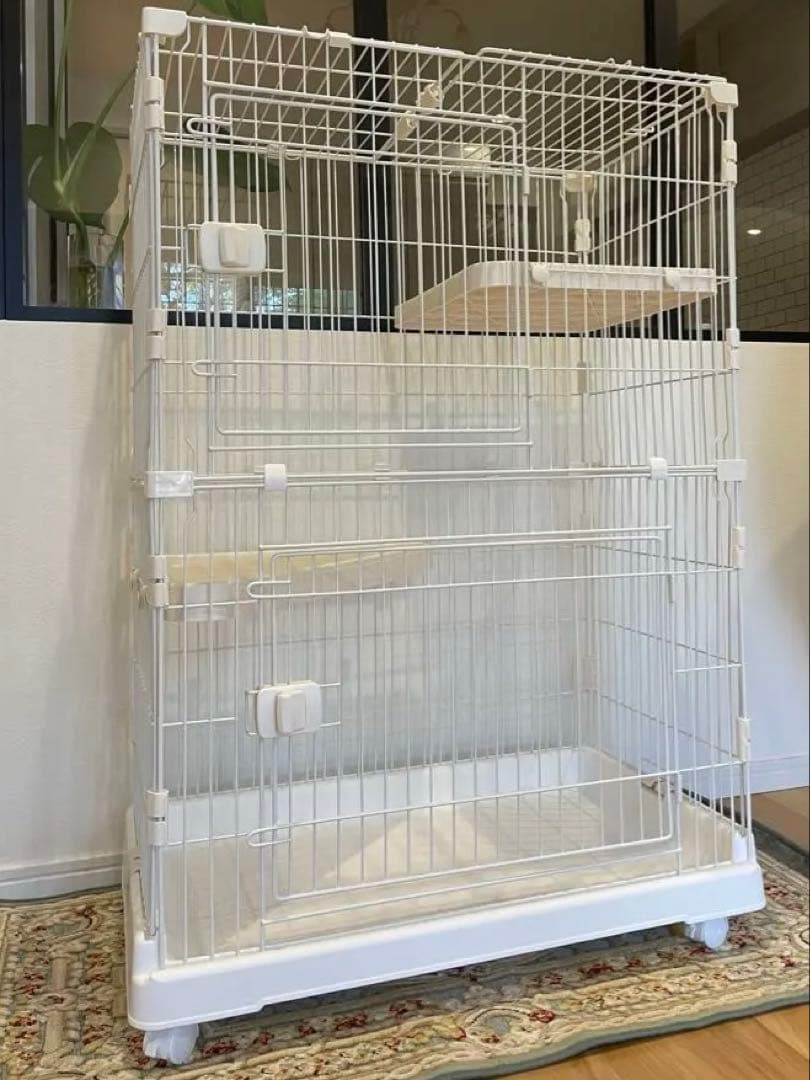 ★週末セール★おしゃれ&丈夫なキャットケージ 3段ステップ付き・子猫プレミアム