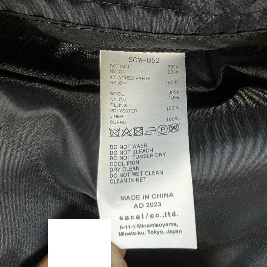 sacai ドッキングミリタリーコート　scm-052 ブラック　size1