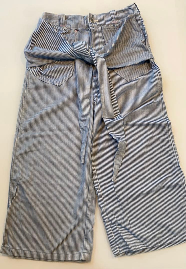 KAPITAL、ストライプ ハーフパンツ 、S、ウエストリボン付き