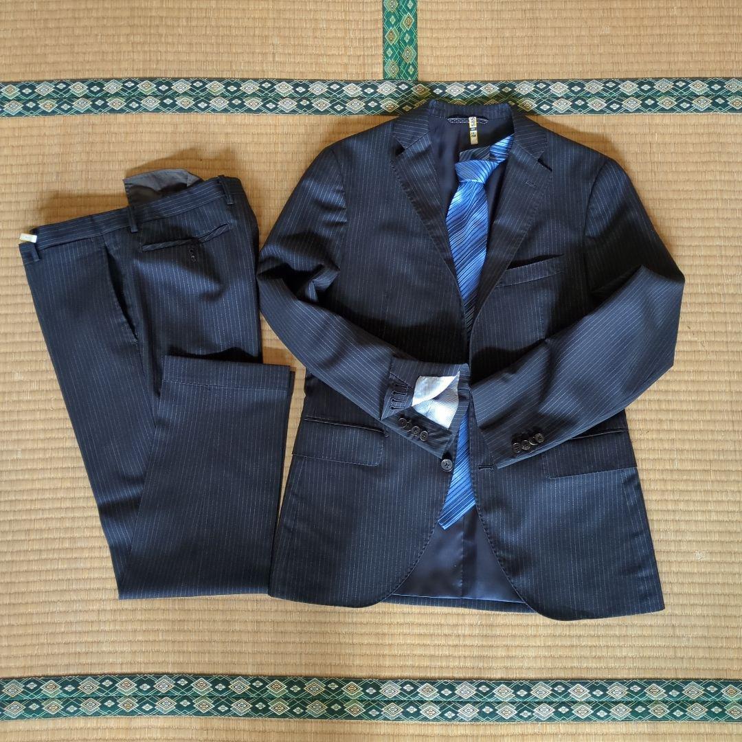 【kanch】ネイビーストライプスーツ・ブラックスーツ　ネクタイ付き
