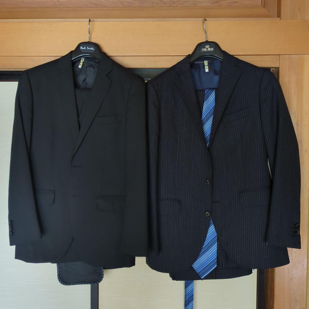 【kanch】ネイビーストライプスーツ・ブラックスーツ　ネクタイ付き