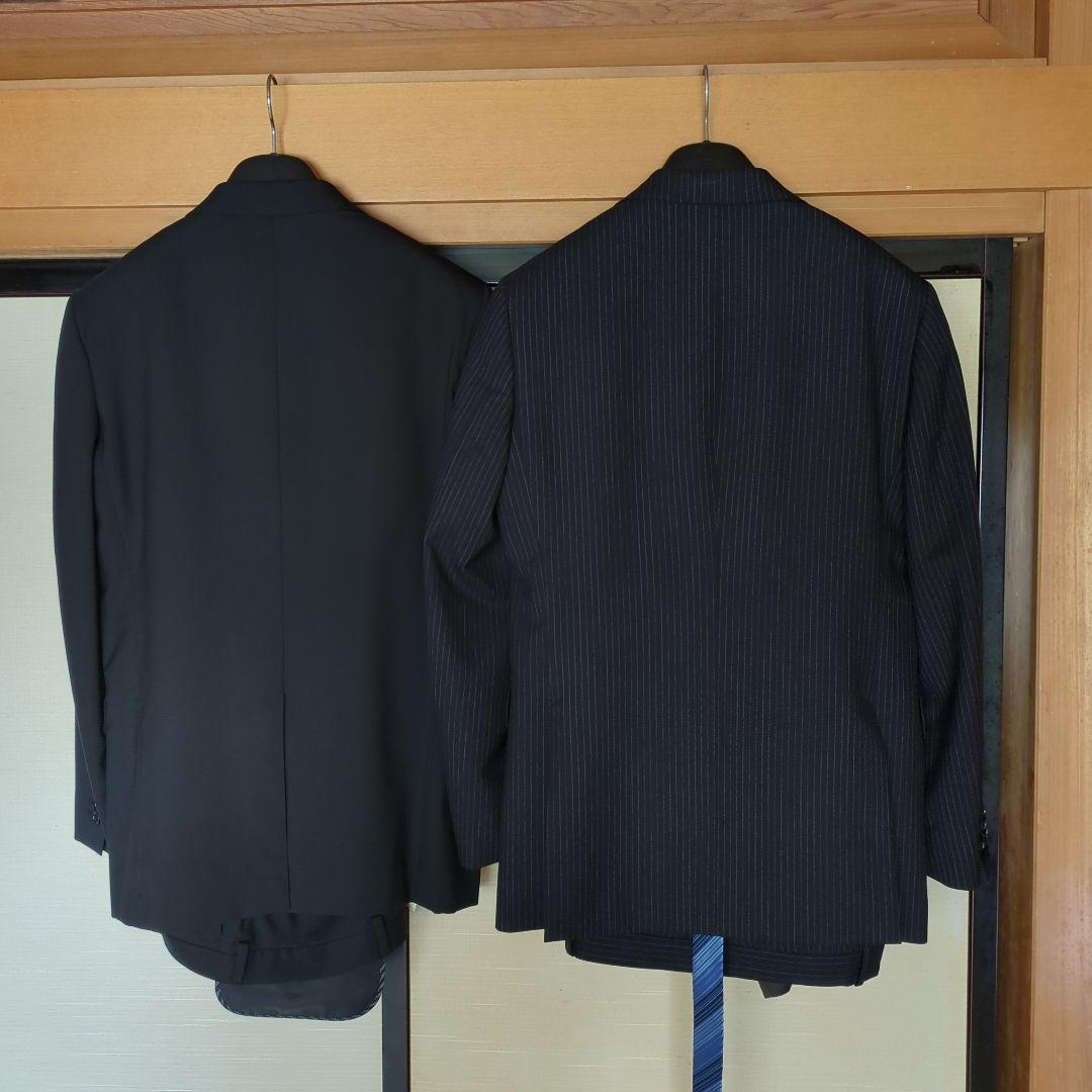【kanch】ネイビーストライプスーツ・ブラックスーツ　ネクタイ付き