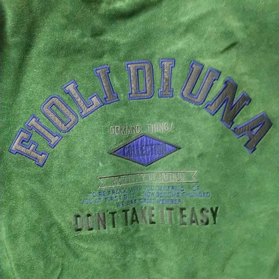 雰囲気抜群☆両面刺繍 アーチロゴ 切替 スエード カウレザー スタジャン