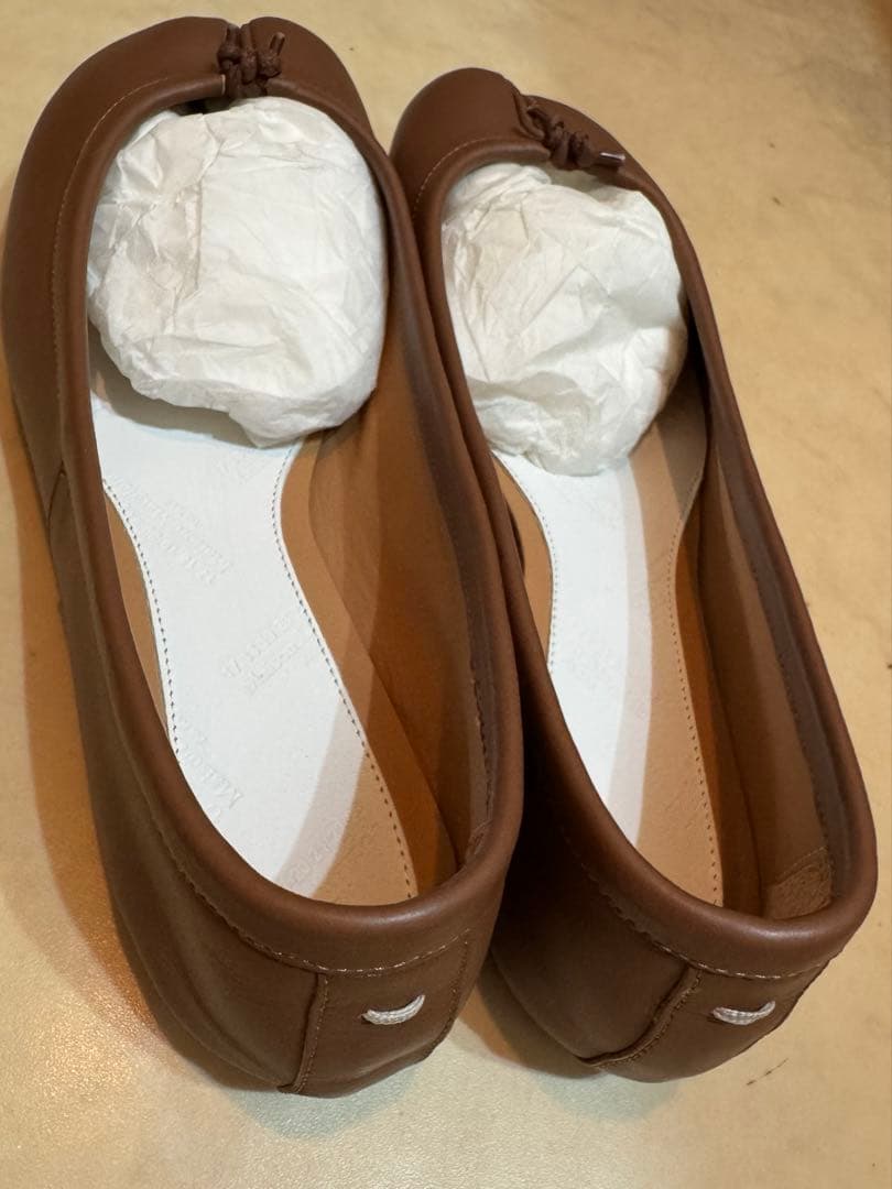 正規品美品Maison Margiela ブラウン足袋レザー バレエシューズ39