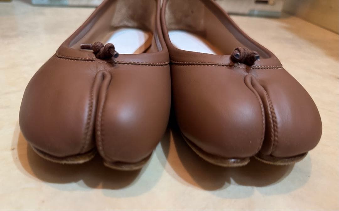 正規品美品Maison Margiela ブラウン足袋レザー バレエシューズ39