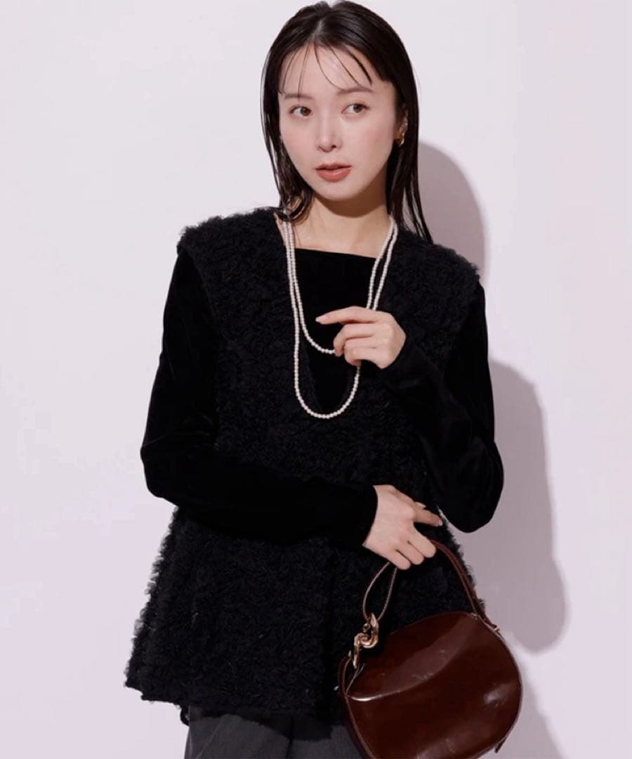 【caramel】Mystrada　デコラチュールブラウス ブラック36