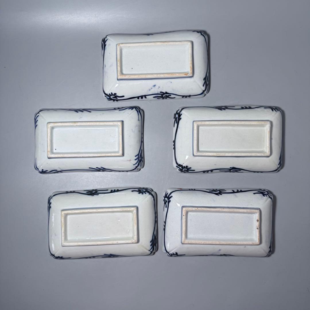 幕末〜明治期　上手　色絵風景画長皿　五客　絢爛豪華　緻密な絵付　古器を楽しむ