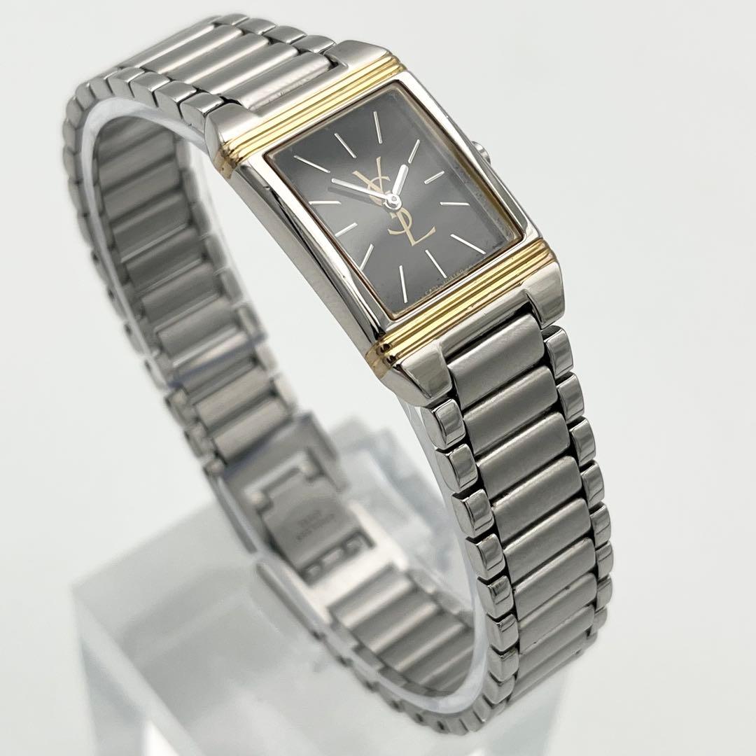 稼動 イヴサンローラン スクエア カサンドラロゴ H04732 黒文字盤 腕時計