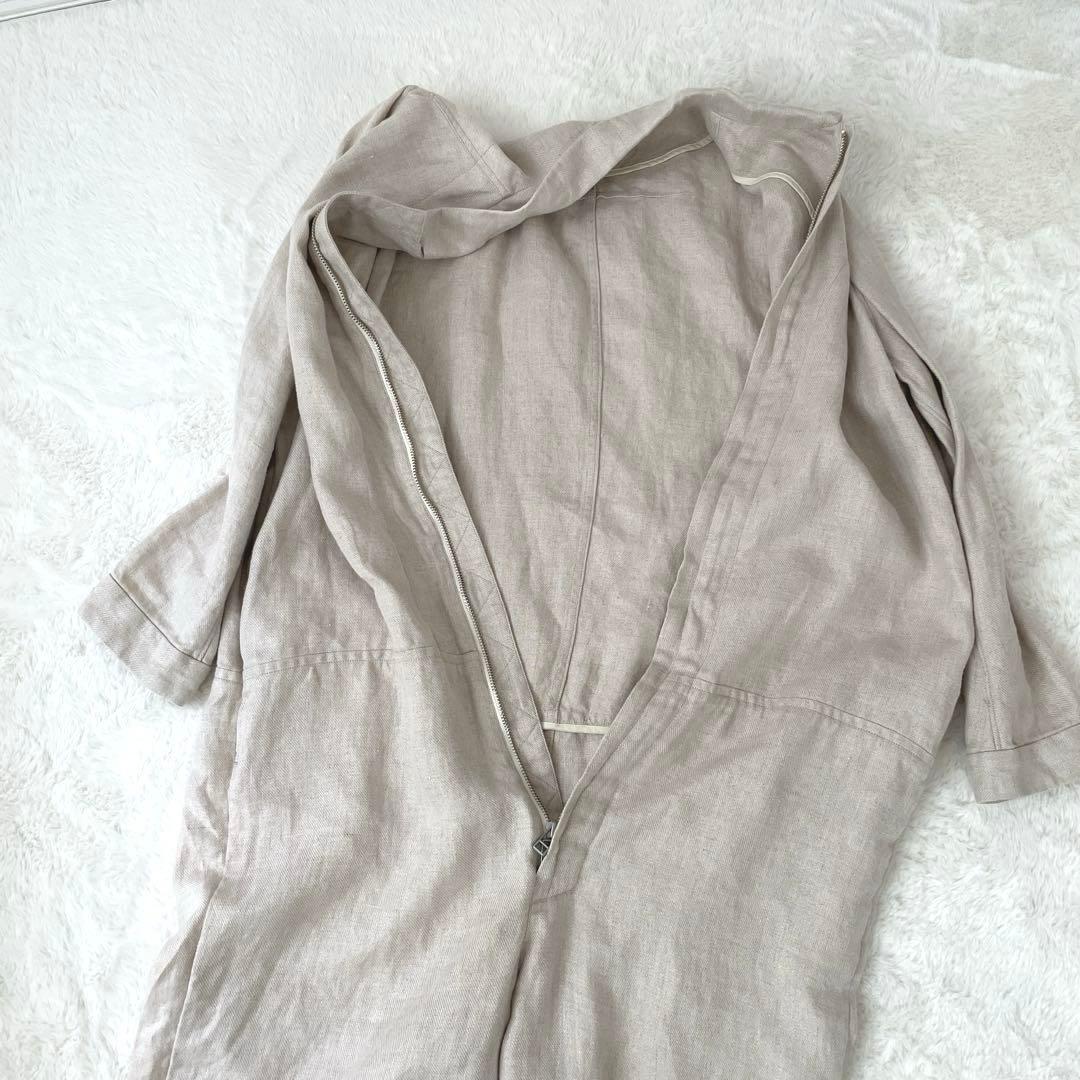 FIRMUM　ゆったり　リネン　長袖　オールインワン　白　ロングスリーブ　つなぎ