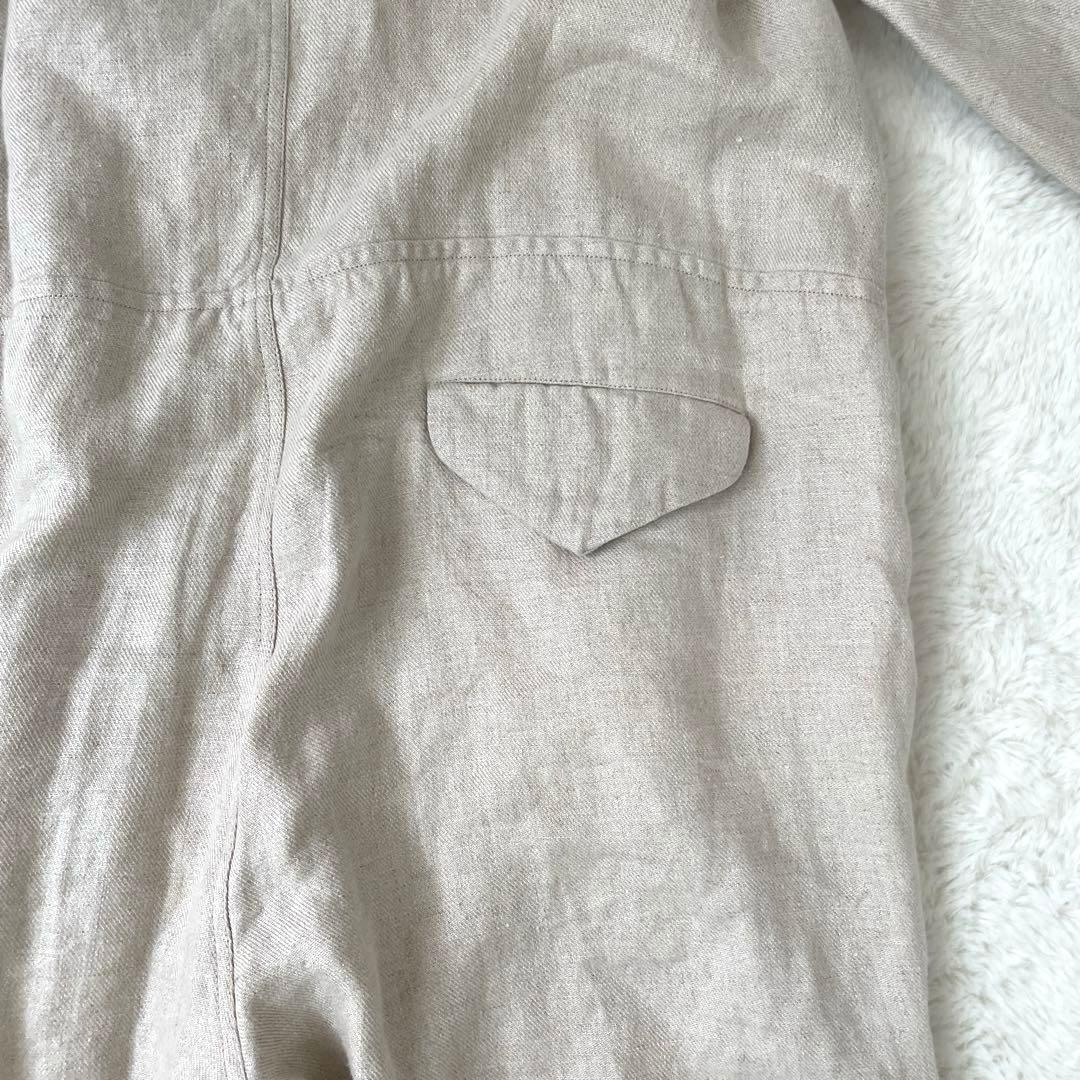 FIRMUM　ゆったり　リネン　長袖　オールインワン　白　ロングスリーブ　つなぎ