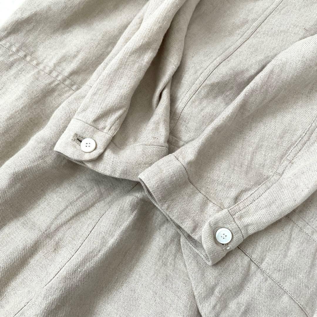 FIRMUM　ゆったり　リネン　長袖　オールインワン　白　ロングスリーブ　つなぎ