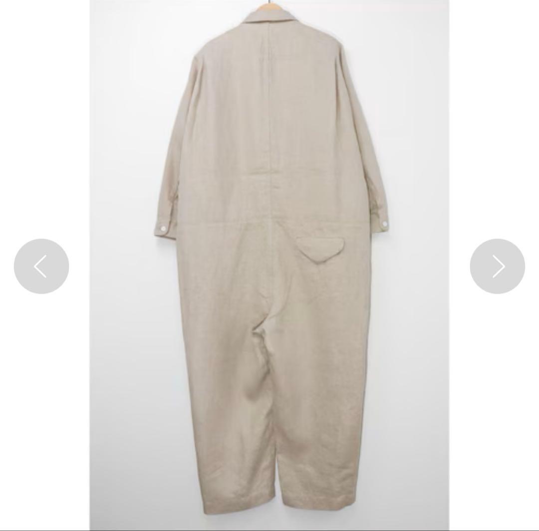 FIRMUM　ゆったり　リネン　長袖　オールインワン　白　ロングスリーブ　つなぎ