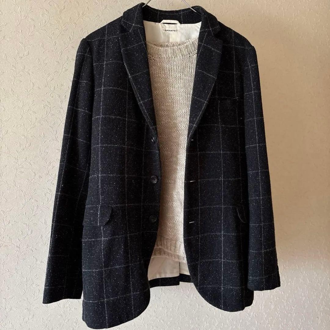 新品◆BLUE BLUE◆定価5万円 日本製 ツイードジャケット 絹・アルパカ混