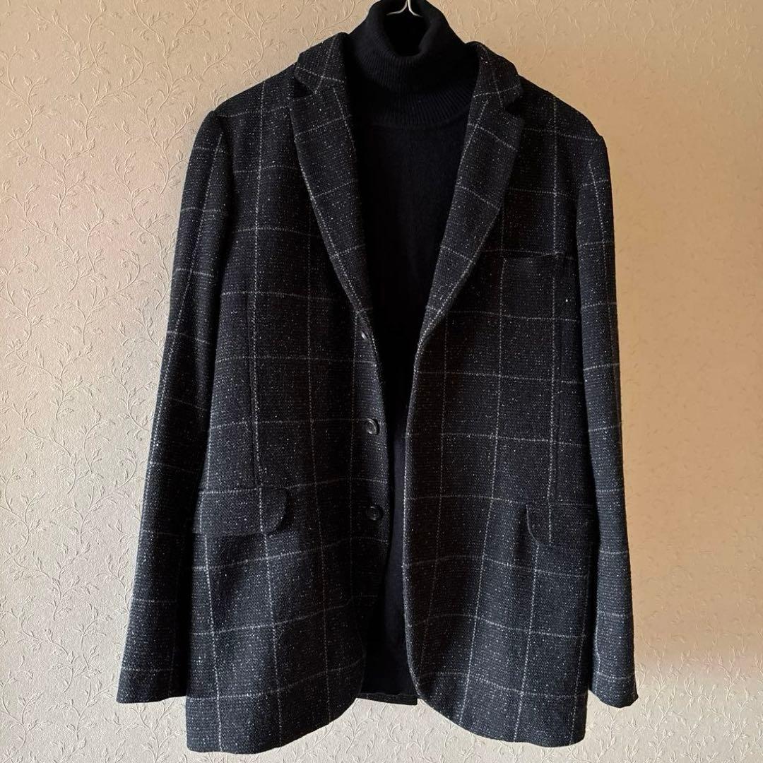 新品◆BLUE BLUE◆定価5万円 日本製 ツイードジャケット 絹・アルパカ混
