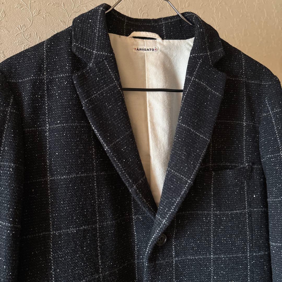 新品◆BLUE BLUE◆定価5万円 日本製 ツイードジャケット 絹・アルパカ混