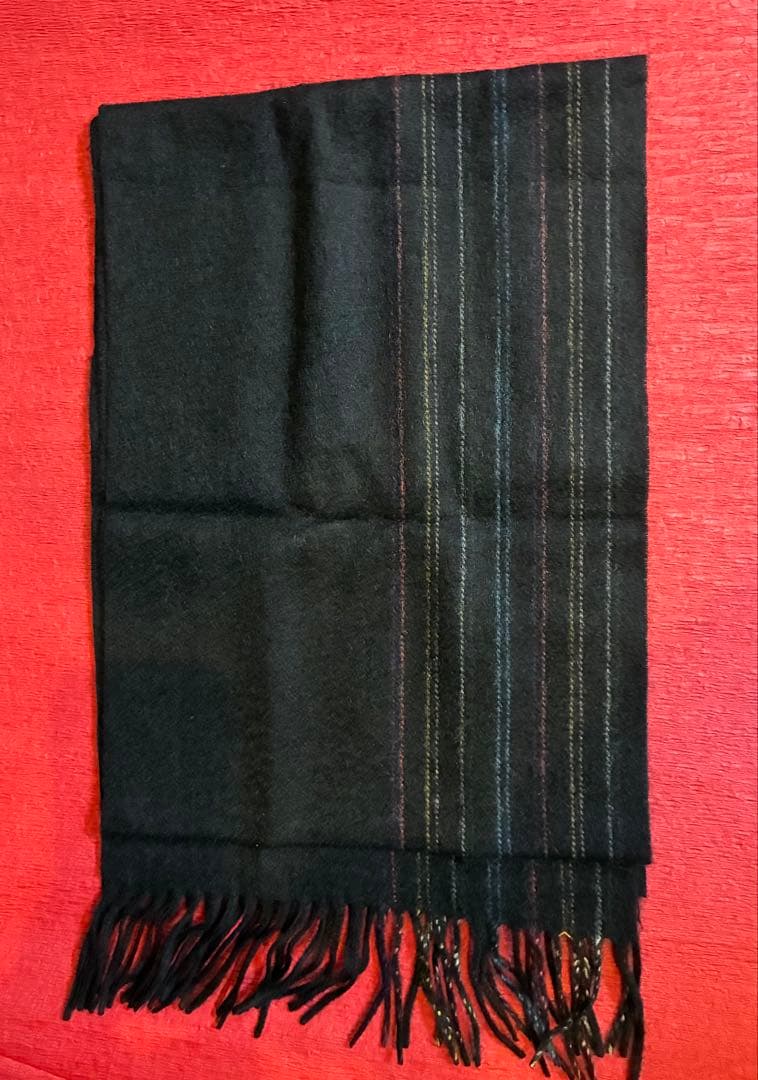 【新品未使用】Paul Smithカシミヤマフラー ブラックストライプ