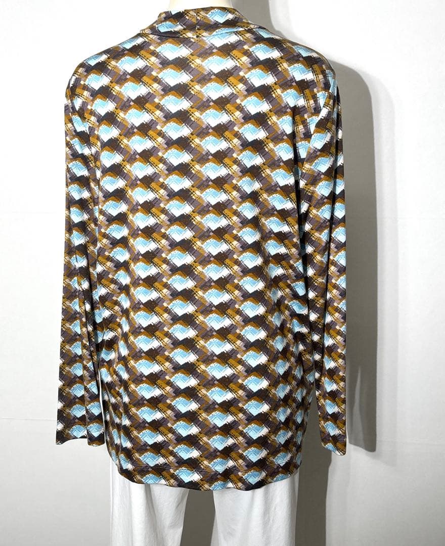 【新品】定価36,300円　レリアン　幾何学ハイネックカットソー ブルー系13＋