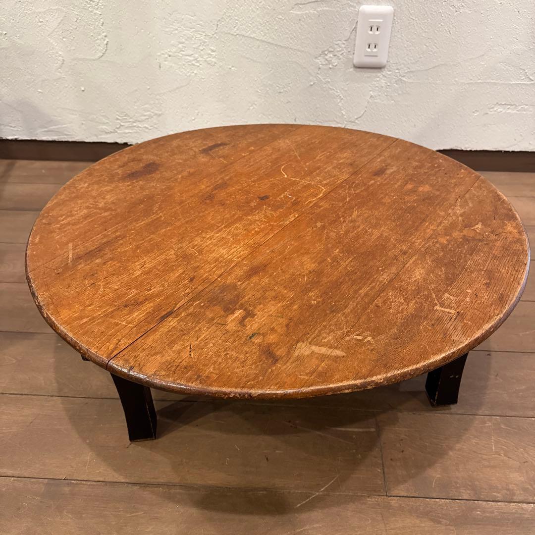 【ひの】木製ちゃぶ台 折り畳み レトロ 古家具